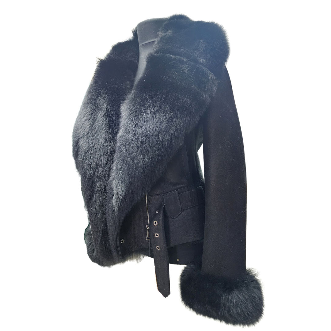 Azalea shearling jacket with large fox fur