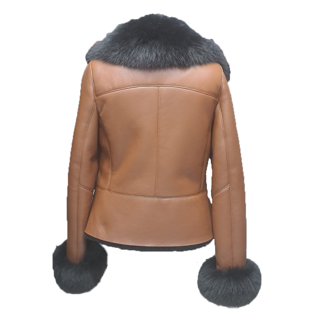 Katherine Tan shearling jacket with large fox fur