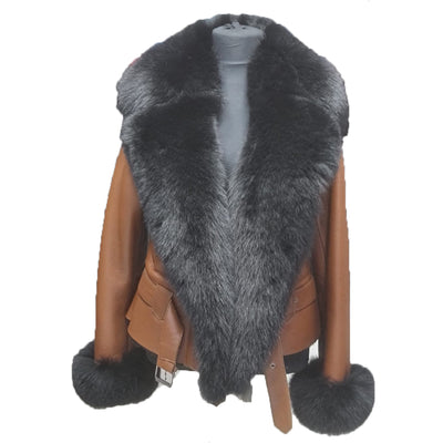 Katherine Tan shearling jacket with large fox fur