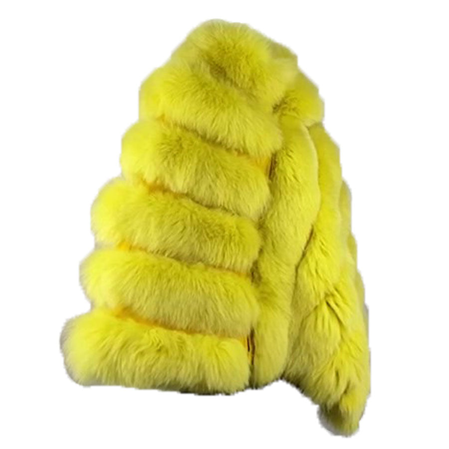 Women's Yellow Fox Fur Cape/ Poncho