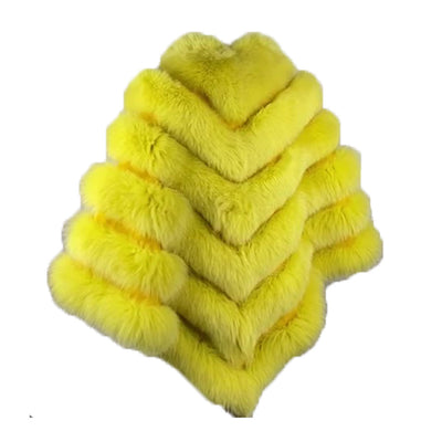 Women's Yellow Fox Fur Cape/ Poncho