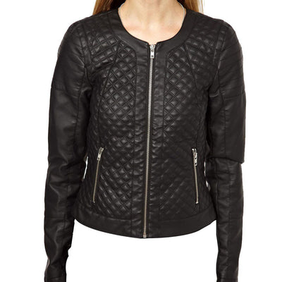 Women's leather jacket with quilt stitching pattern - Lusso Leather - 1