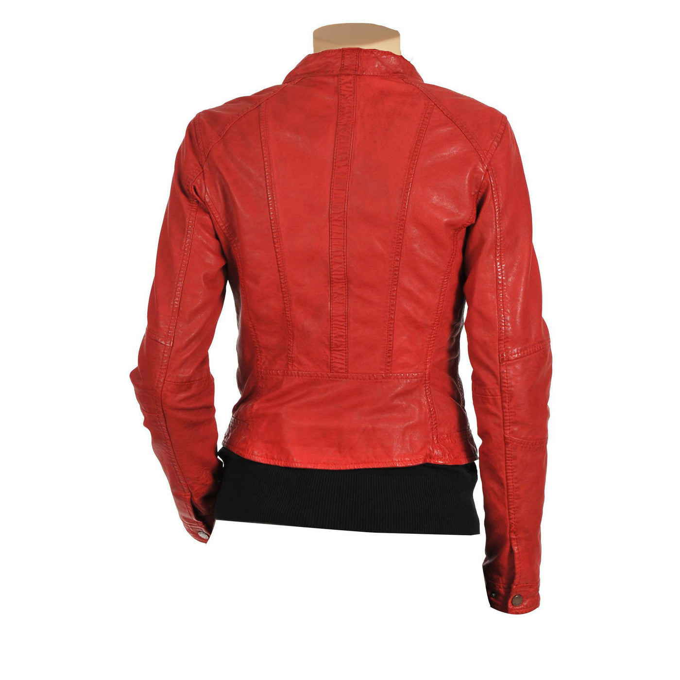 Women's Red moto style leather jacket - Lusso Leather - 2