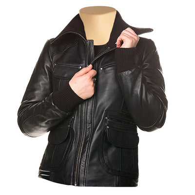 Relaxing Women's Deborah Black Leather Jacket
