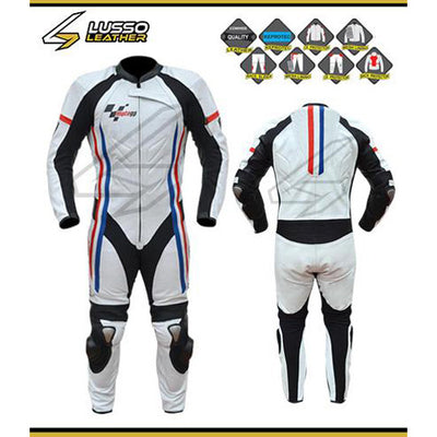 Safe and Waterproof blue stripes white and red motorcycle suit 