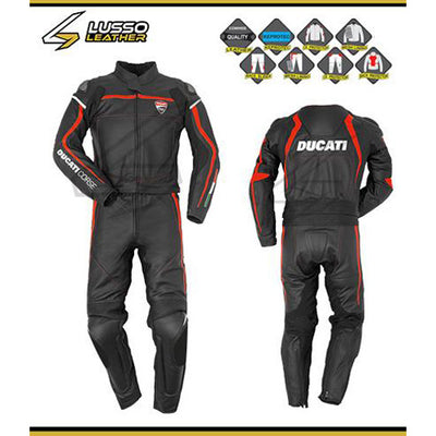 Soft black and red Ducati leather suit 