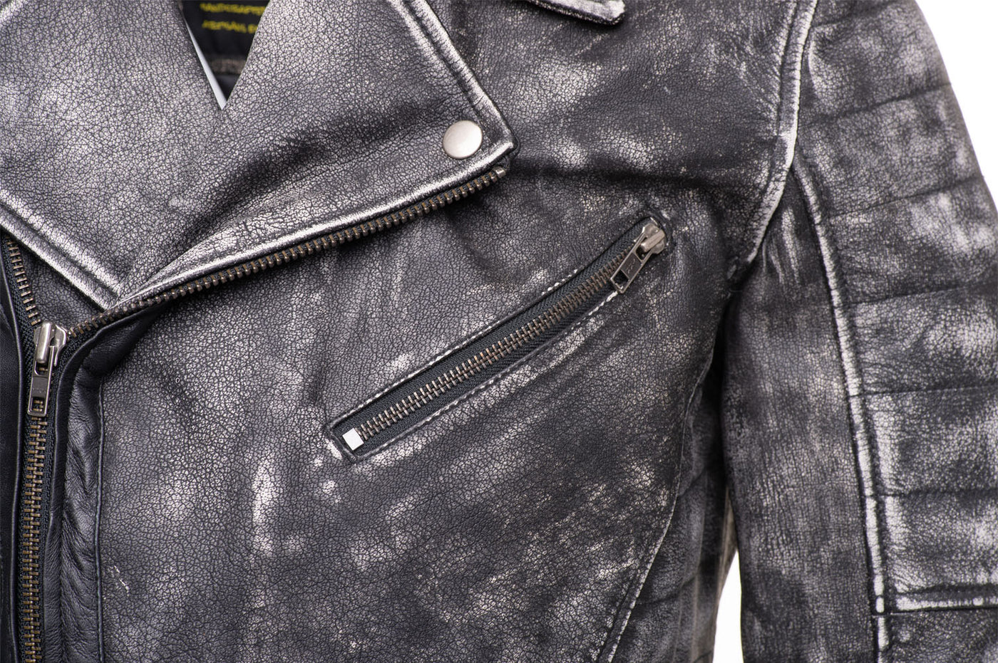 Miles stone wash biker leather jacket
