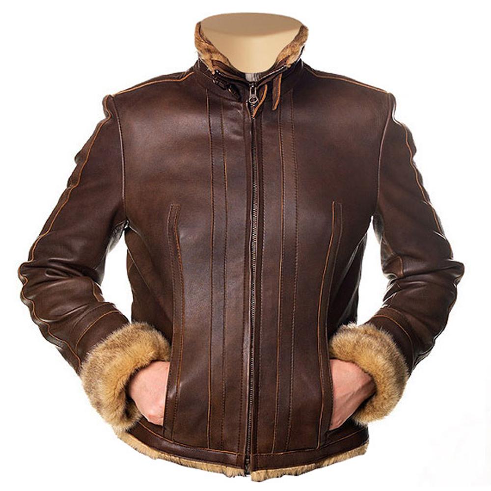 Best Quality Eve Fur lined brown Leather Jacket for Women's