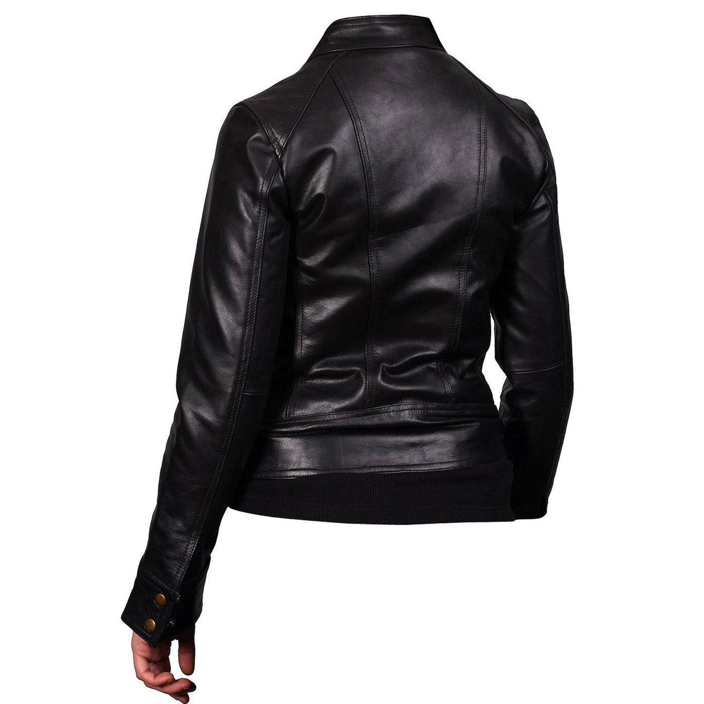 Women’s Devora Black Leather Jacket With Front Zipper – Lusso Leather