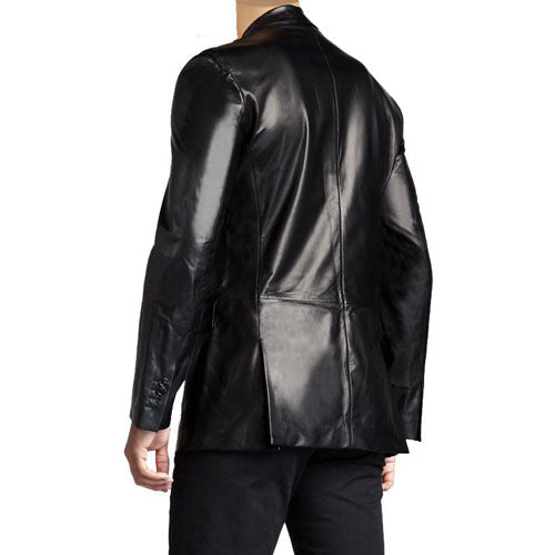 Black leather blazer - Lusso Leather - 2