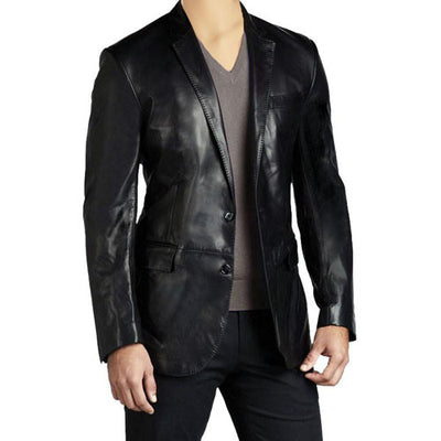 Black leather blazer - Lusso Leather - 1