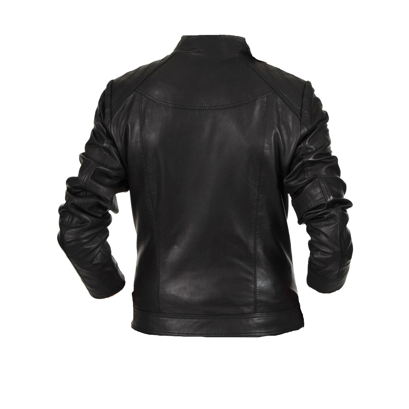 Black double breasted jacket with straight collar - Lusso Leather - 2