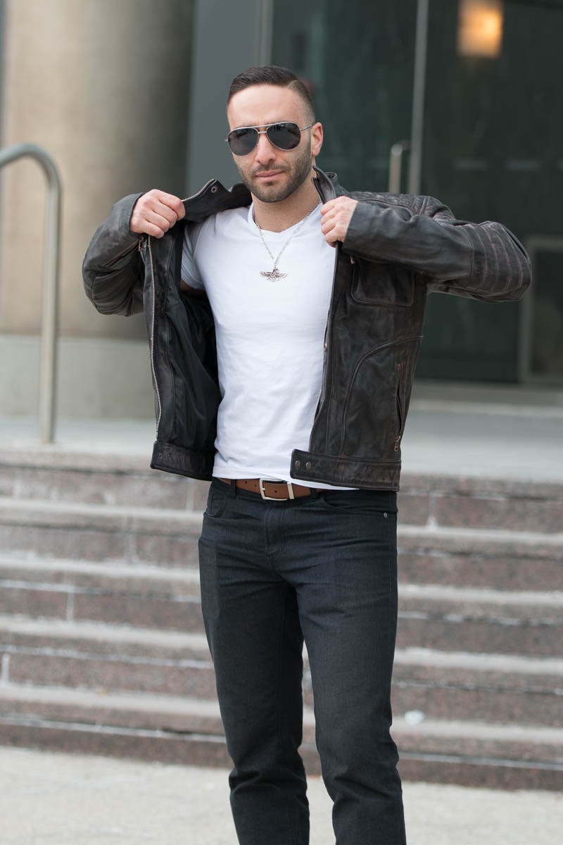 Stylish Fashionable Men's Benton Moto Leather Jacket 