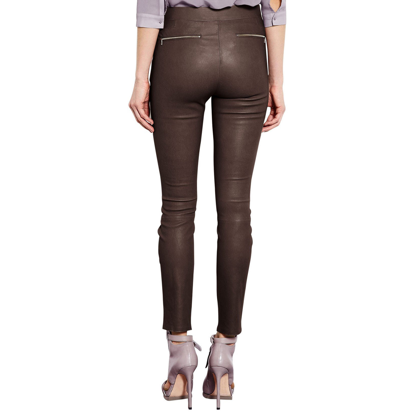 Brown leather pants (style #7) - Lusso Leather - 2