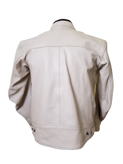 Trendy Beige Motorcycle Leather Armor Protection Jacket