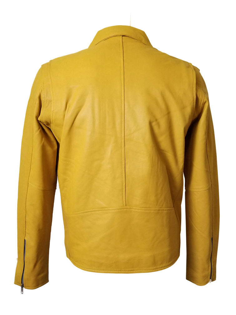 Men's Classic Leather Baseball Jacket [Yellow] – LeatherKloset