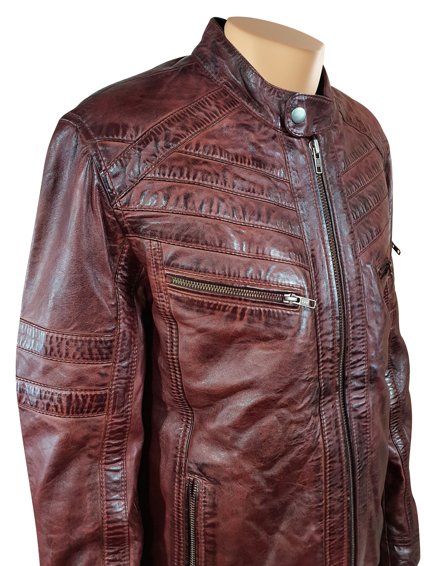 Burnished Burgundy Leather Jacket by Charley Ellwood
