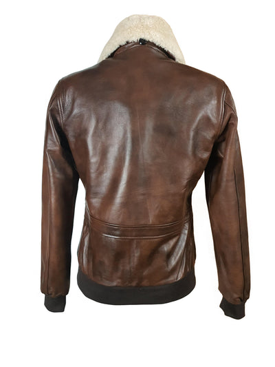 Winstons Genuine Leather Jacket with Fur Collar