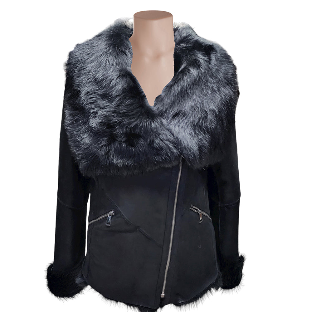 Leah Black Toscana Shearling Sheepskin Coat – Lusso Leather