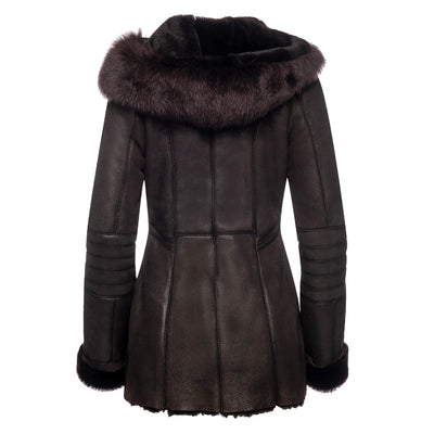 Ayva's brown shearling coat