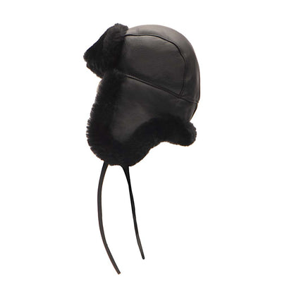 B-3 Sheepskin Shearling Black Aviator Hat