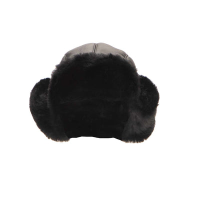 B-3 Sheepskin Shearling Black Aviator Hat