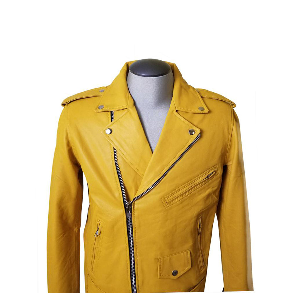 Soft Waist Belt Olson's yellow biker leather jacket