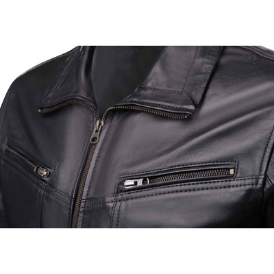Black leather jacket with collars