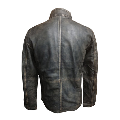 Stylish Kwame's Straight Collar Vintage Leather Jacket