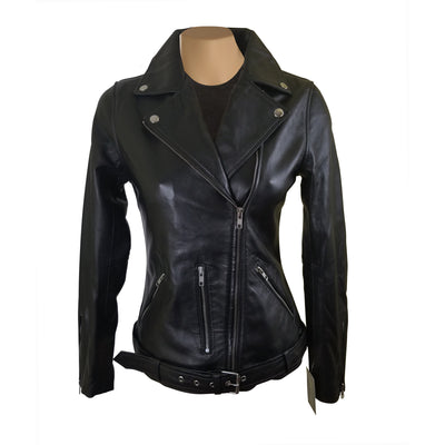 Emilie's black biker leather jacket- SALE