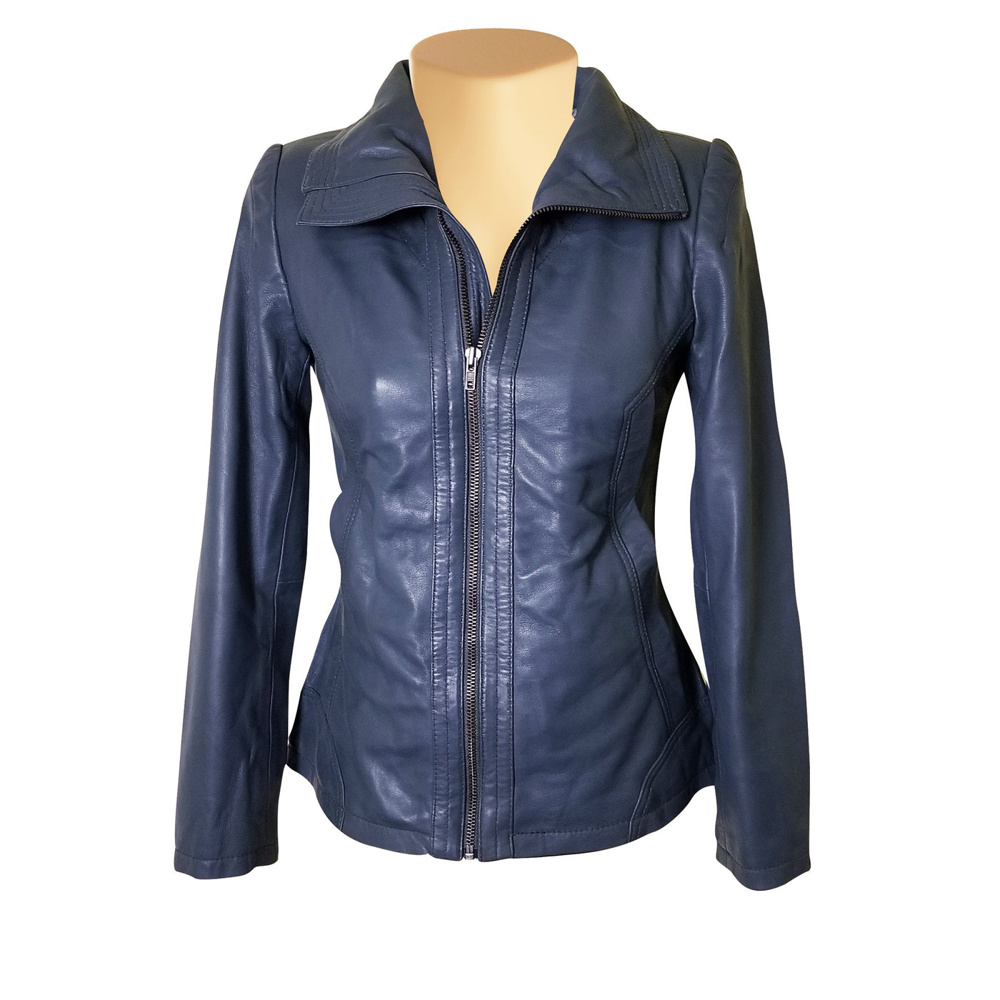Comfortable Marva Grey Flap Collar Leather Jacket