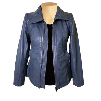 Comfortable Marva Grey Flap Collar Leather Jacket