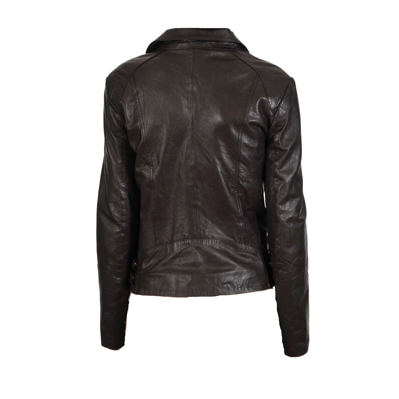 Women's classy brown leather jacket with collars - Lusso Leather - 2
