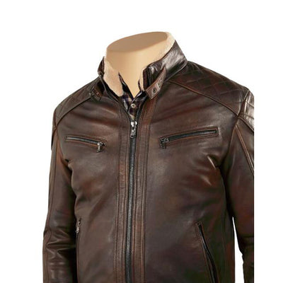New! Louis Vuitton Vintage Men's Distressed Leather Biker Jacket -  Large / 52EU