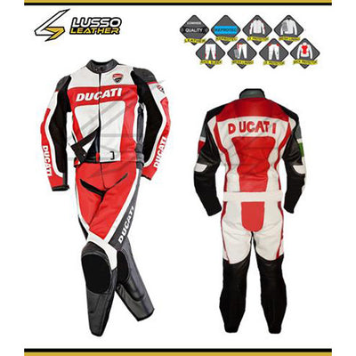 Safe and Waterproof Red, white and black Ducati motorcycle leather suit