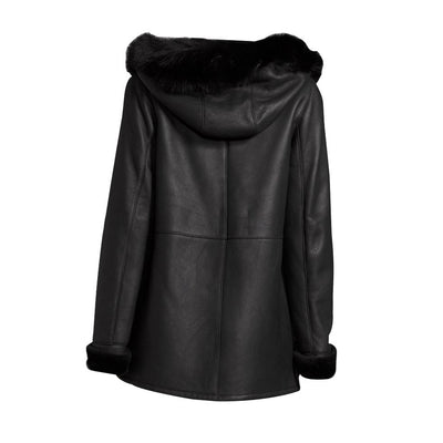 Fashionable Stylish Sierra's Black Leather Hooded Jacket