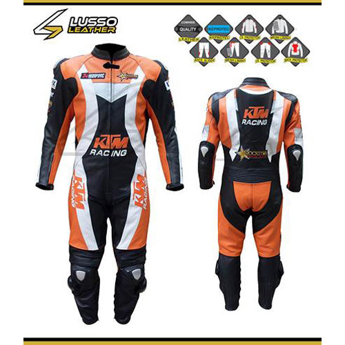 High Quality White, and Black KTM Orange Black Motorcycle Leather Suit  