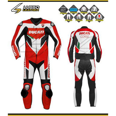 Protective Safe Red and white Ducati Corse leather suit