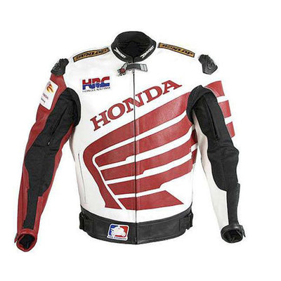 Armor Protection White and Red Honda Motorcycle Jacket 