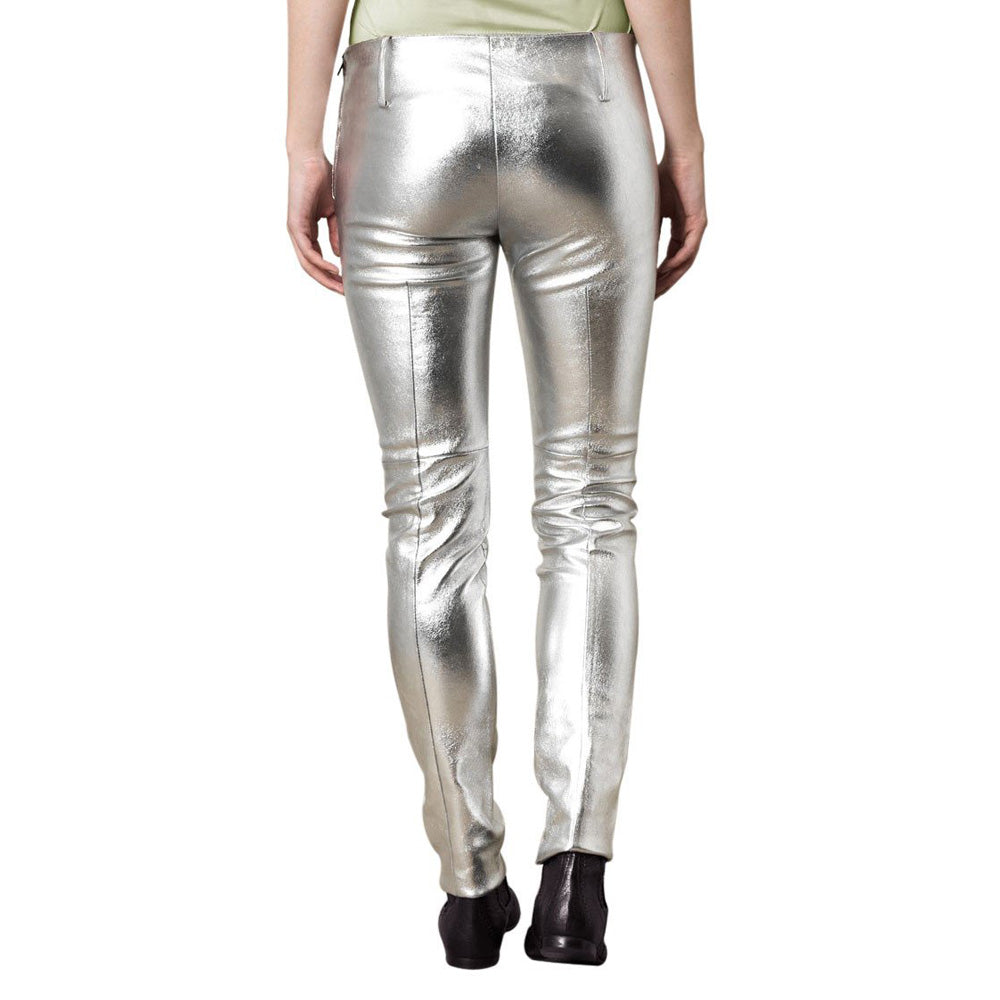 Mettalic Silver leather pants (style #19), high waist leather pants ...