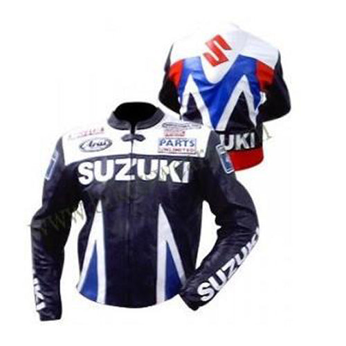 Fashionable Suzuki patterned armored motorcycle jacket