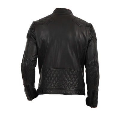 Moto style jacket with quilted stitching pattern - Lusso Leather - 2
