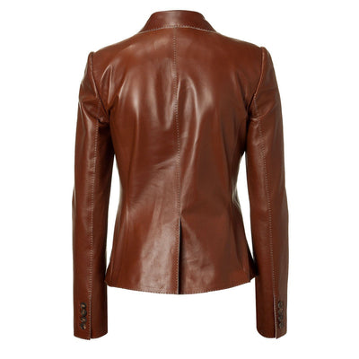 Women's brown leather blazer - Lusso Leather - 2