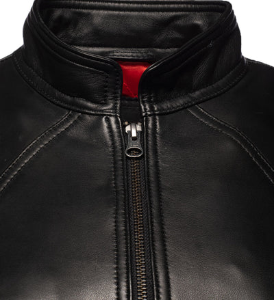Maxine Noir Leather Jacket With Side Lacing