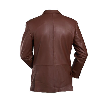 Brown leather blazer mens