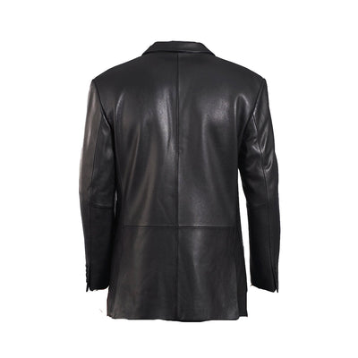 Black leather 3/4 length trench coat - Lusso Leather - 2