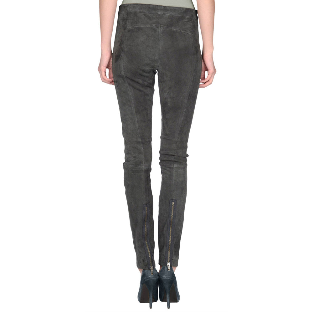 High-quality Grey Suede leather Pants