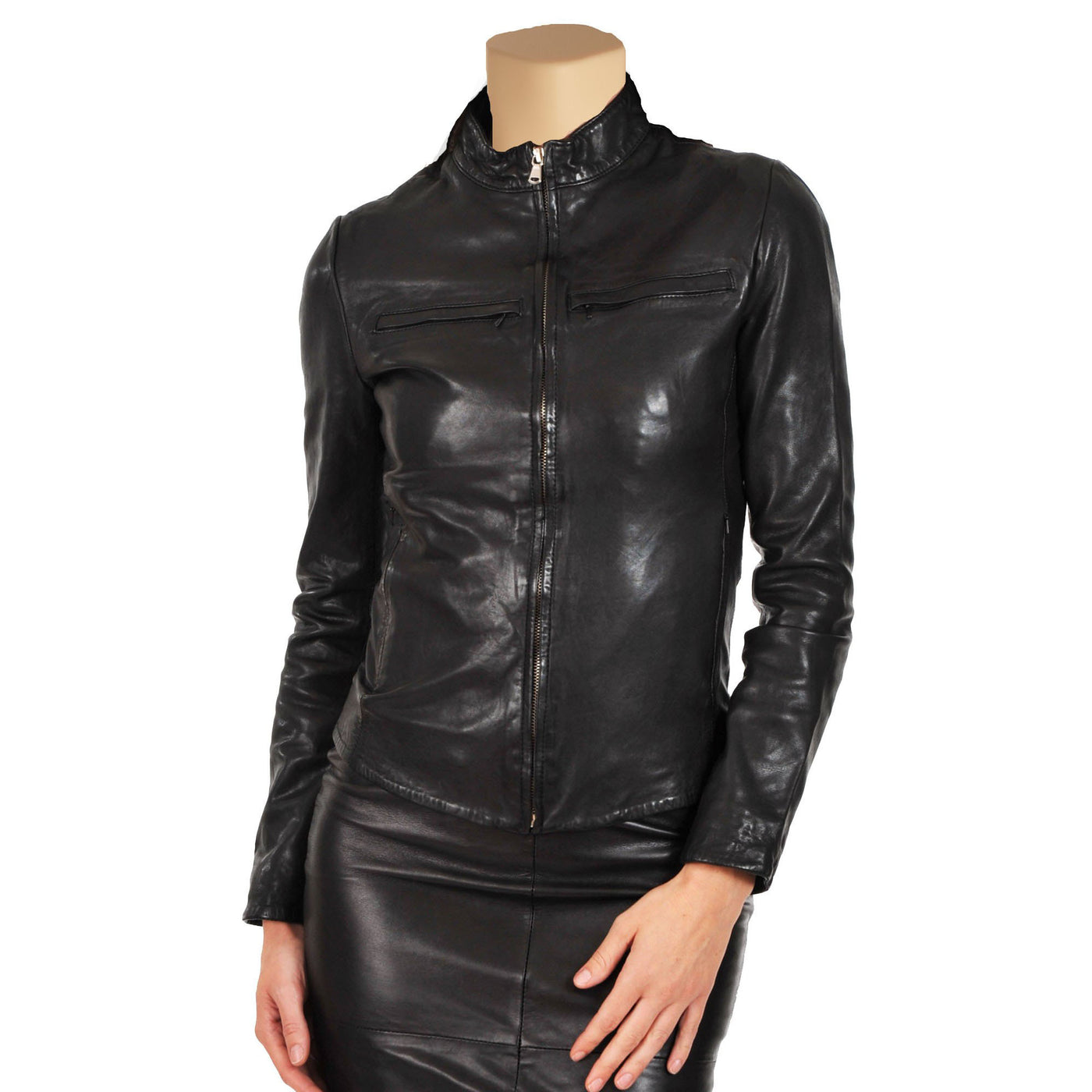 Women's slim fit leather jacket - Lusso Leather - 1