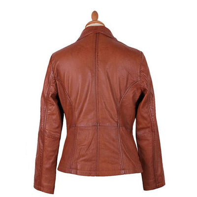 Women's Faux Alden Cognac Leather Jacket