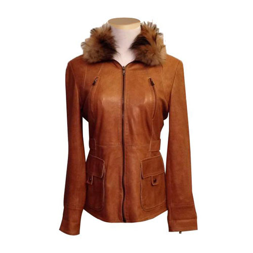 Fur Collar Alfie Nixon's Tan Leather Jacket